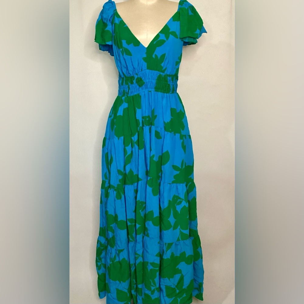 Anthropologie Blue & Green Maxi Dress Sz S - Picture 11 of 11